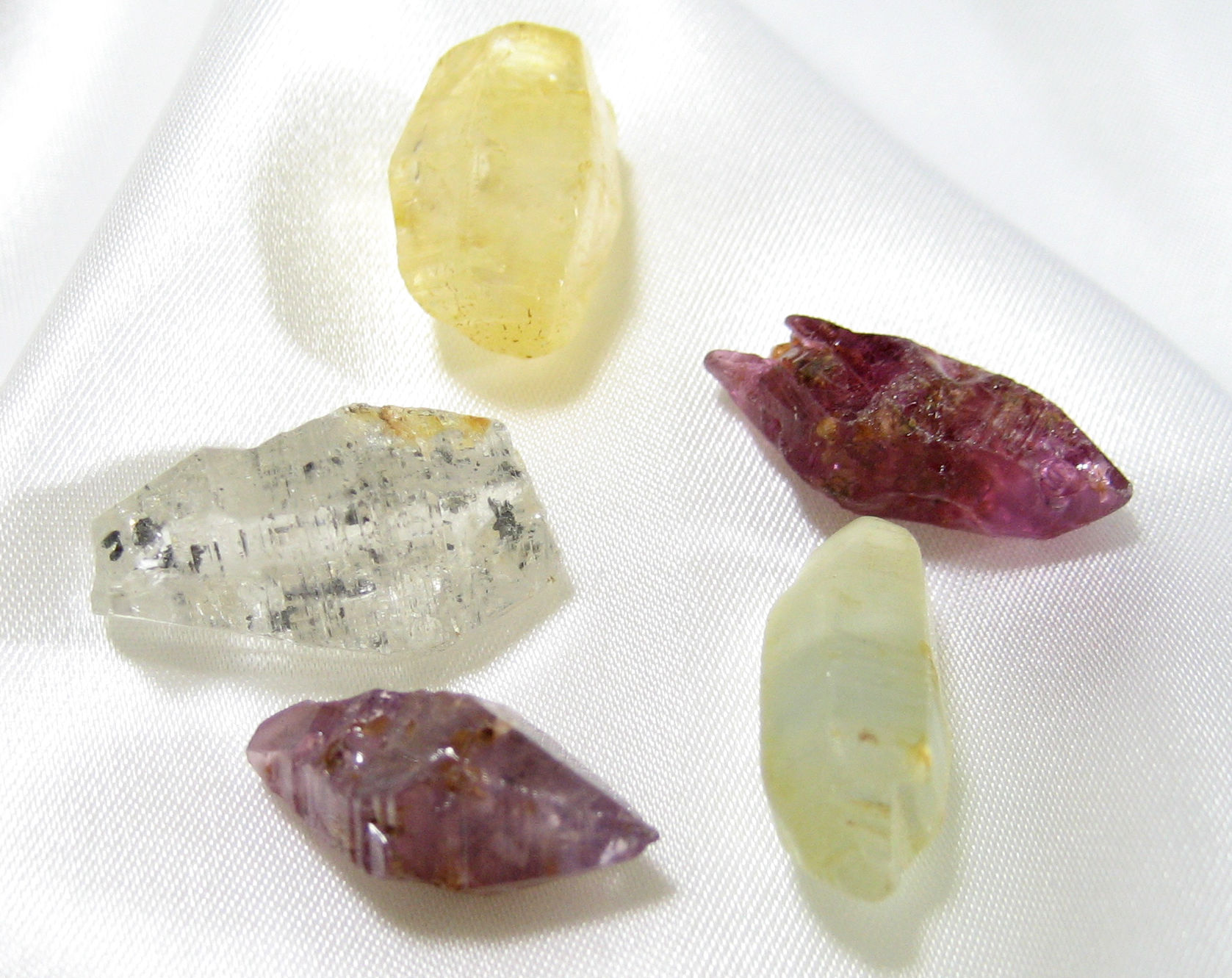 Several rough corundum crystals